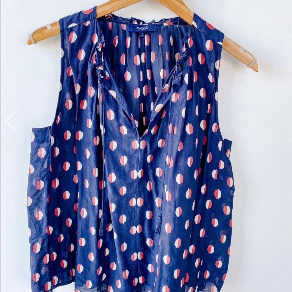 Madewell Navy Polka Dot Top / S